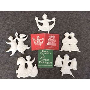 Haviland Limoges Christmas Ornaments Porcelain Prolongeau France 1971-1975 Lot/5